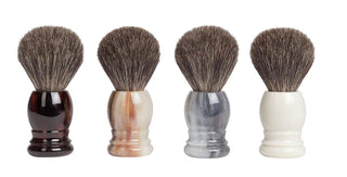 Genuine Badger Bristle Shaving Brush - Dark Wood with Stand